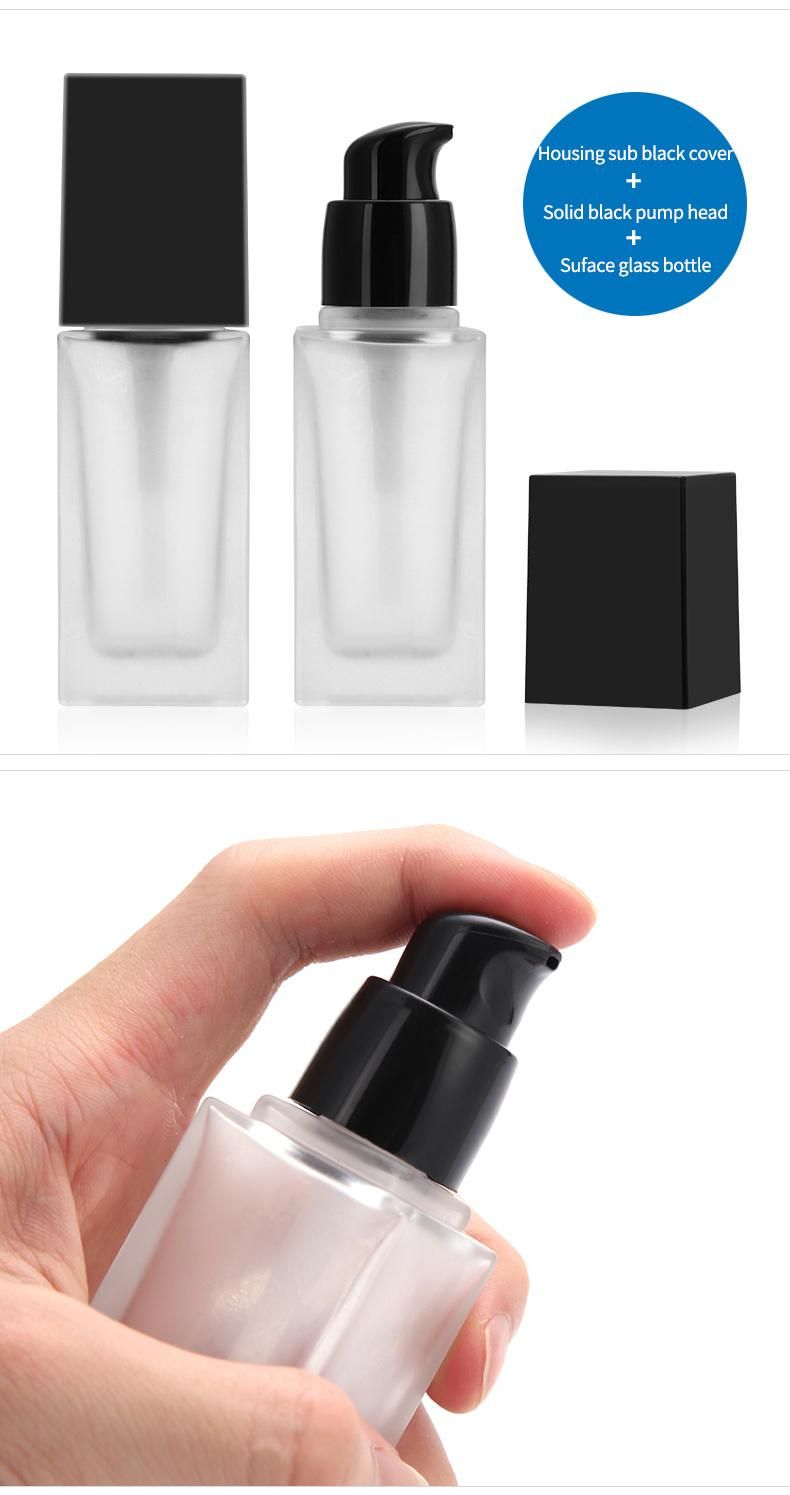 15ml 20ml 30ml 40ml Square Glass Liquid Foundation Bottle Frosted Cosmetic Sub-Bottling Bb Cream Lotion Bottle