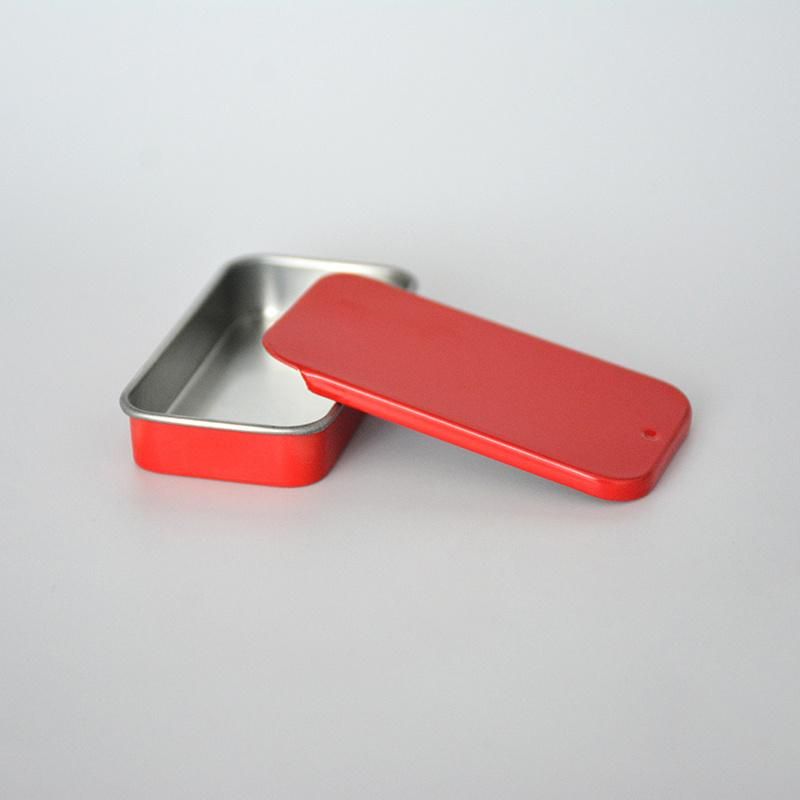 Red Cosmetic Packaging Mini Sliding Lid Tin Box Metal Mint Box Sliding Metal Box