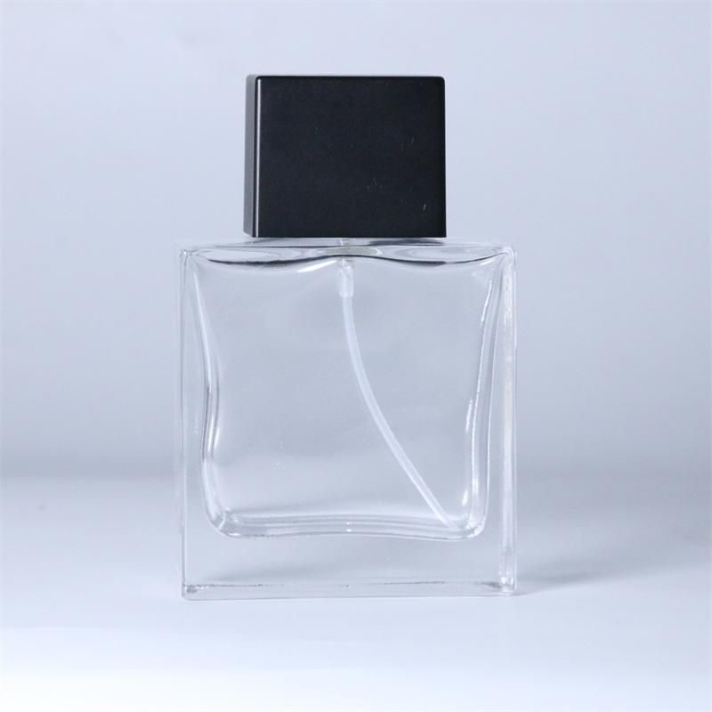 Wholesale Custom Logo 50ml Black Cap Perfume Bottle Glass