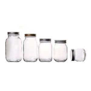 Wholesales Glassware 200ml 300ml 500ml Customize Capacity High Quality Clear Empty Round Food Glass Jar with Lids