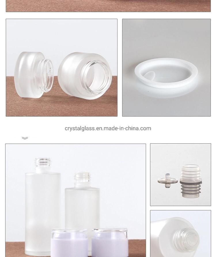 30ml 50ml 100ml Glass Cosmetic Bottle Supplier with Screw White Lid