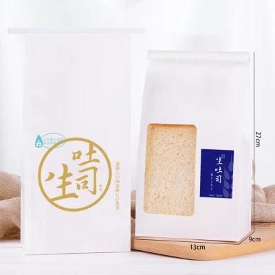 Food Grade Sealable Plastic Lined Pastry Bakery White Kraft Paper and Plastic Bread Bag with Window