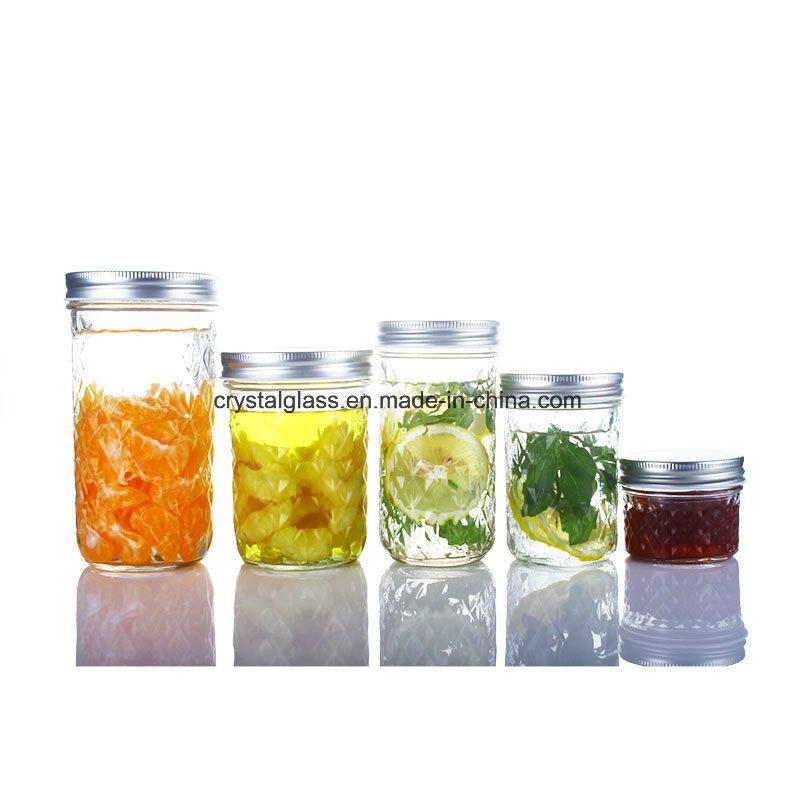 4oz 8oz 12oz 16oz Flint Glass Jelly Jam Round Eco Mason Glass Jar with Silver Lid