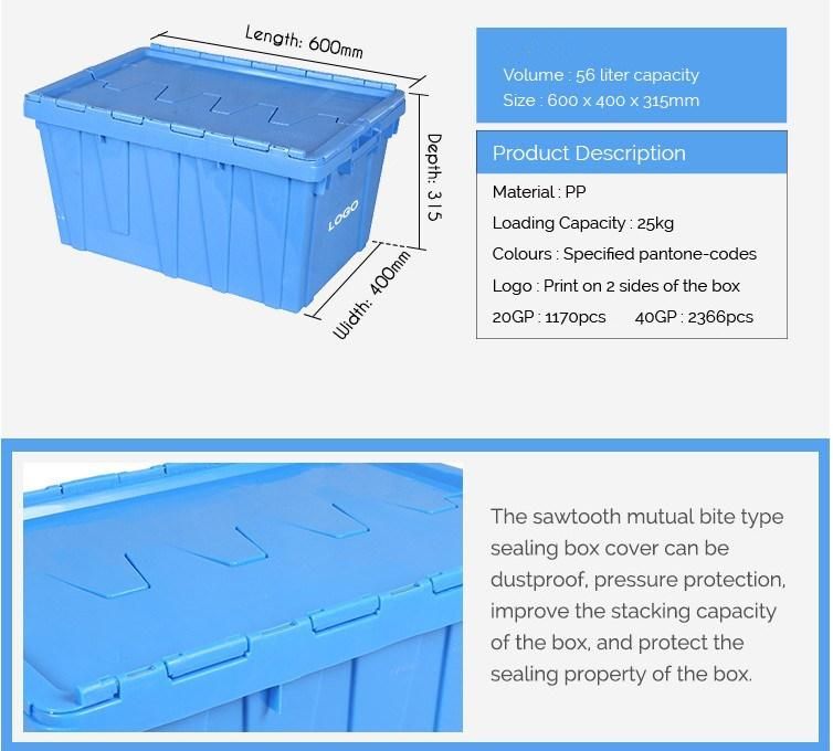 Factory 60L Stackable Plastic Logistics Box Plastic Tote Bins Sale
