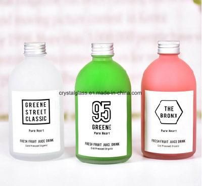Round Frosted Glass Fruit Juice Bottle Drinking Glass Beverage Packing 350ml 500ml