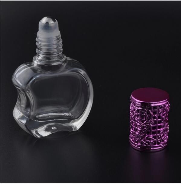 High Quality Roll on Glass Bottle Flat Apple Shape Essential Oil Bottle with Aluminum Cap