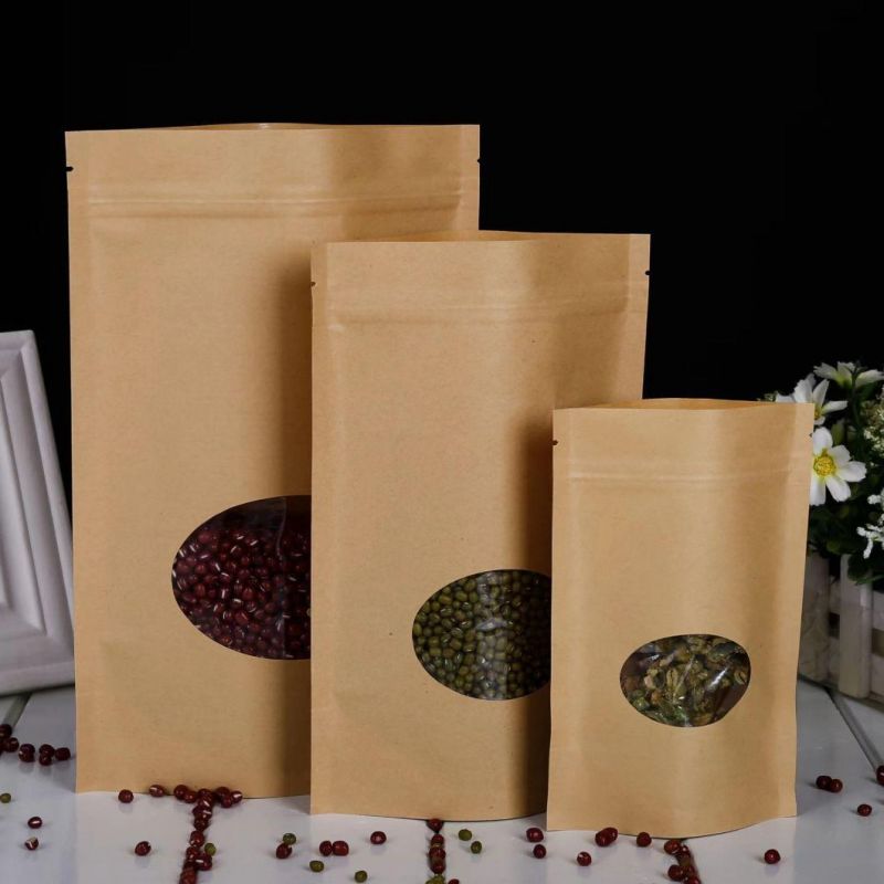 Kraft Paper Zipper Bag with Elips Clear Window