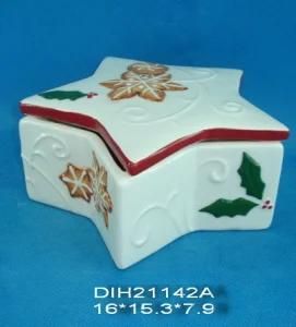 Hand-Painted Ceramic Star Cookie/Candy Box