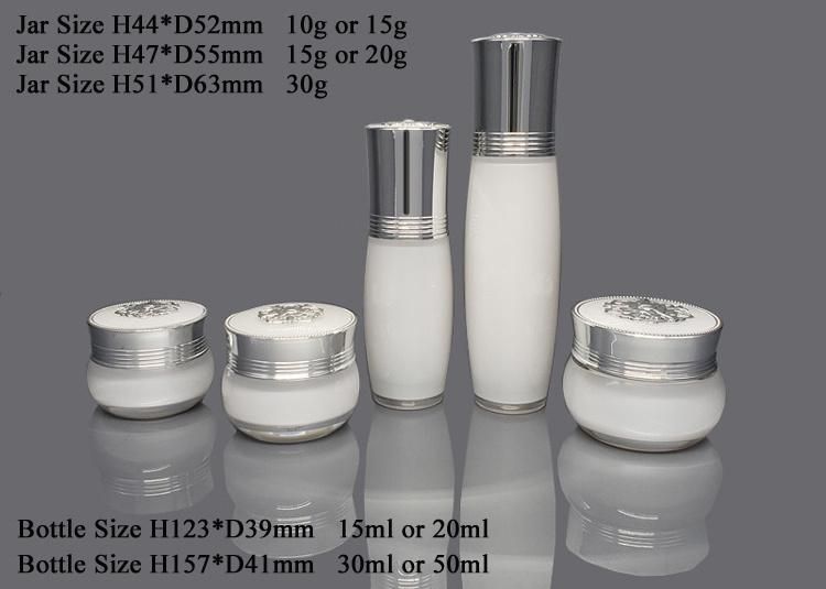 Cosmetic Packaging 30g Luxury White Cosmetic Cream Jar with Silver Lid