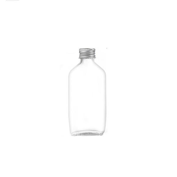 New Small 100 Ml Flat Drinking Coffee Juice Bevergae Whiskey Glass Bottle with Metal Cap