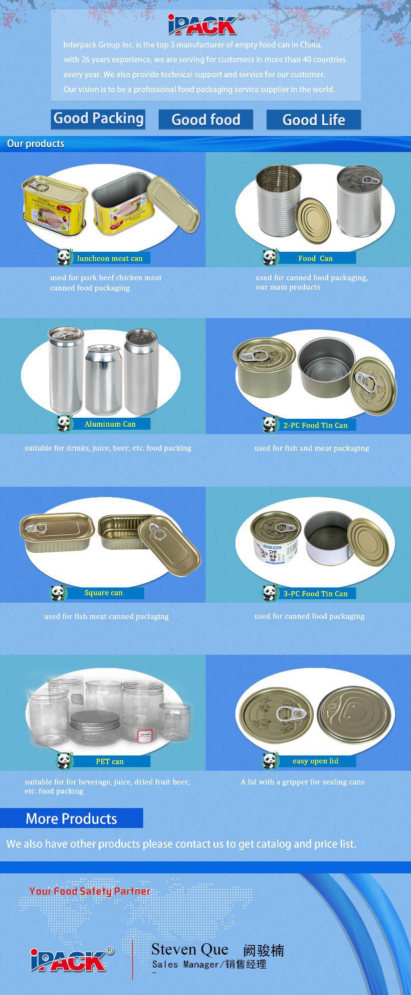 Food Grade Tinplate Metal Ring-Pull Empty Tuna Tin Cans