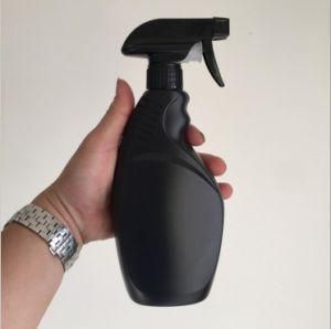 500ml HDPE Plastic Flat Shape Matt Black Cleaning Bottle with Trigger Spray Head