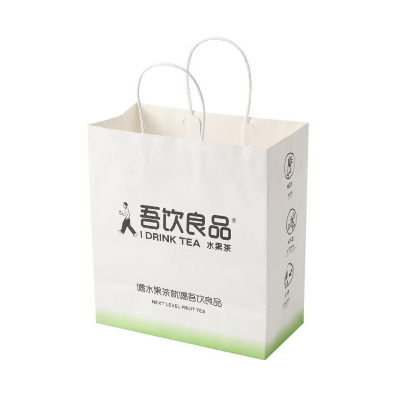 Wholesale Custom Automatic Handle Bag Kraft Paper with Design Logo Take-out Bag