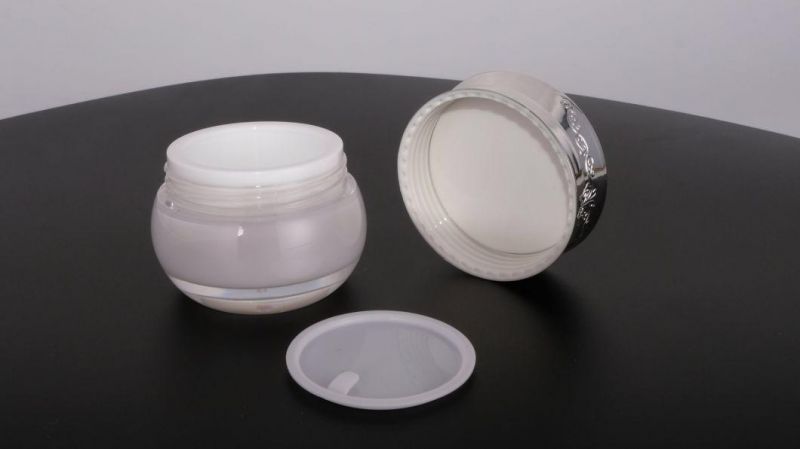 15g 20g Cosmetic White Acrylic Cream Jar with Silver Lid