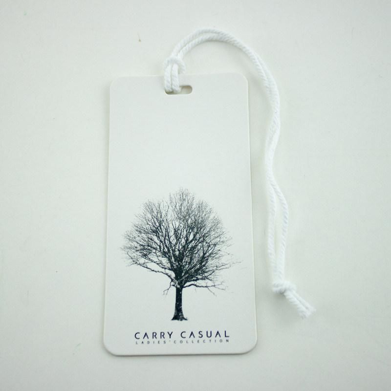 Pure White Custom Logo Round Corner String Paper Hang Tag