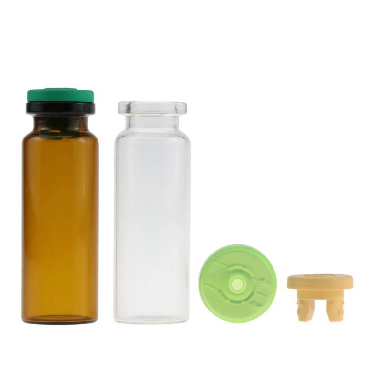 Medical 10 Ml Glass Vials for Injection with Rubber Stopper and Aluminum Cap, Pharmaceutical Glass Bottles Glass Tube USP Type 1