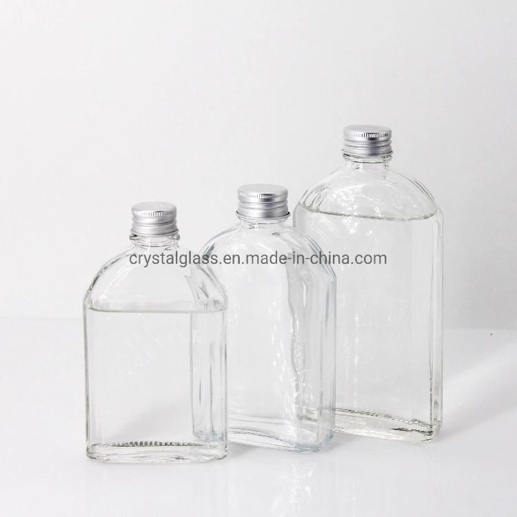 Flat Round Glass Cold Press Coffee Beverage Bottle with Plastic Lid