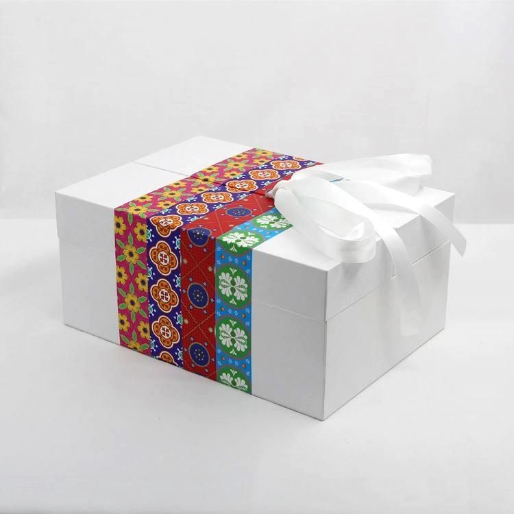 Custom Fine Quality Luxury Cardboard Magnetic Closure Flip Gift Boxes with Ribbon