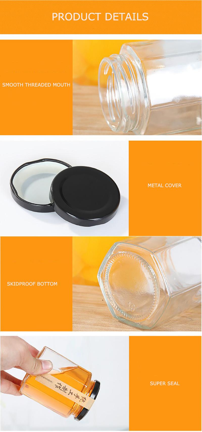 Six Arrises Glass Recycled Food Packaging Storage Jar