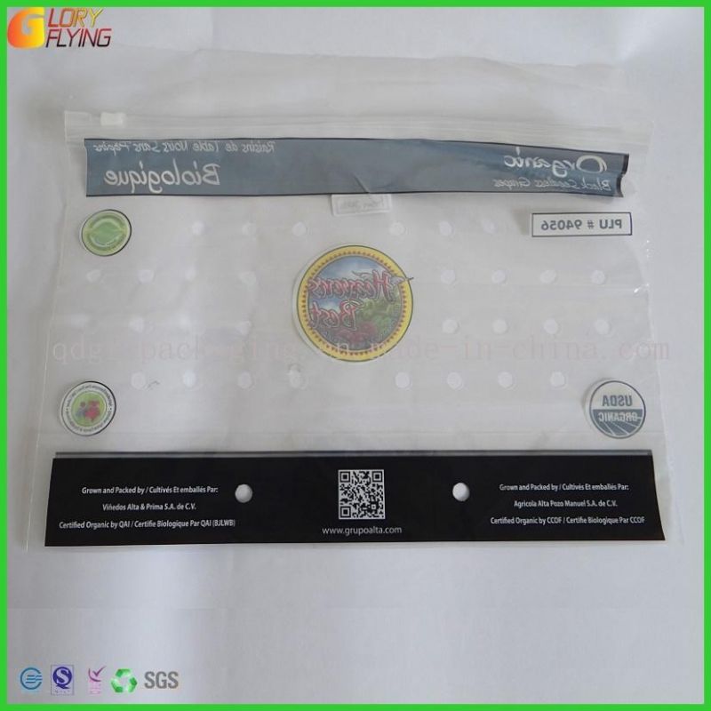 Slider Zipper Plastic Packaging Bag for Grape and Freshness Vegetable Packing