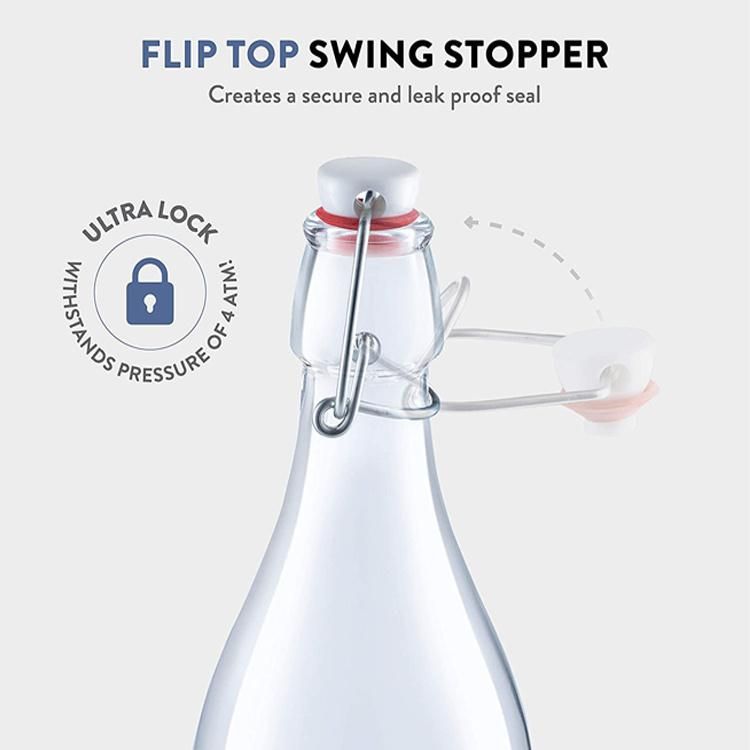 Custom Clear Beverage Milk Kombucha Swing Top Bottle 150ml with Stoppers