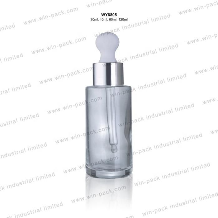 30ml 40ml 60ml 80ml Pipette Bottle Flat Shoulder Frosted Cosmetic Dropper Thick Clear Glass Dropper Bottle with Package