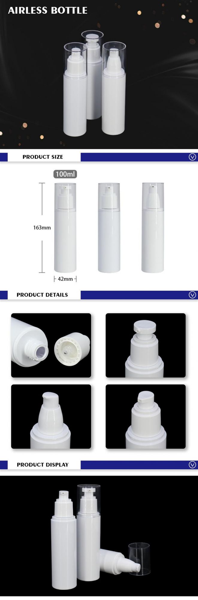 White Frosted Pet Cosmetic Packaging 100ml Mist Spray Bottle Airless for Serum or Lotion