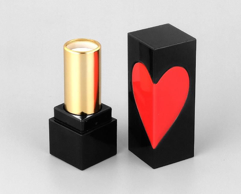 in Stock Luxury Heart Shape Lipstick Tubes Empty Customized Plastic Empty Square Lip Balm Case Container Packaging