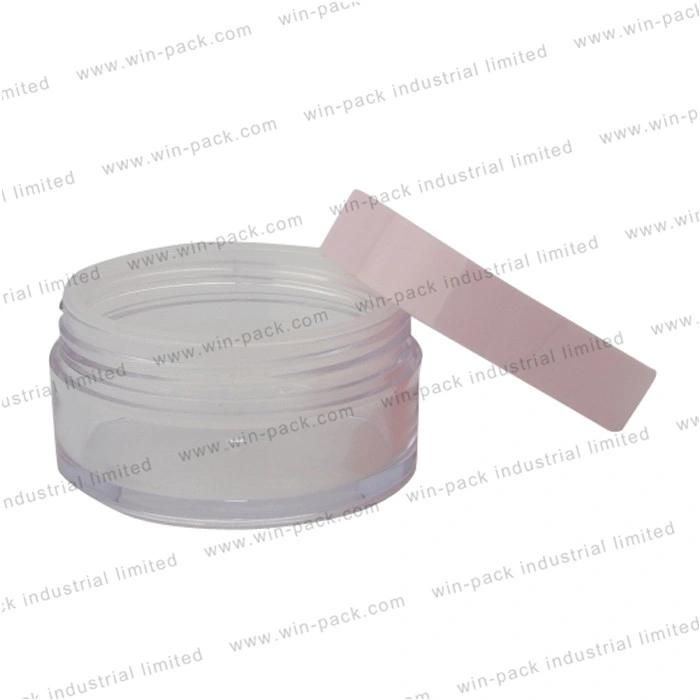 Mini Round Clear Plastic Make up Compact Powder Case with Pink Cap