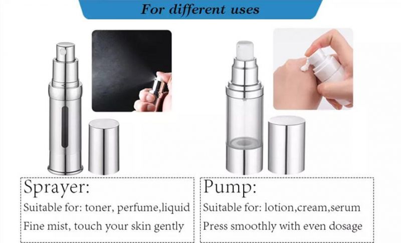 10ml 15ml 20ml 30ml 50ml 80ml 100ml 120ml Personal Care Cosmetic Plastic Vacuum Airless Lotion Bottle for Conditioner Gel and Make up