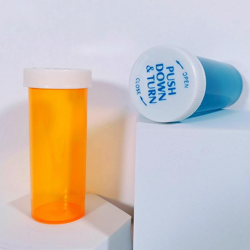 Hot Sale Waterproof Airtight Plastic Medicine Pill Bottles Prescription Push Down and Turn Vials with Child Resistant Caps