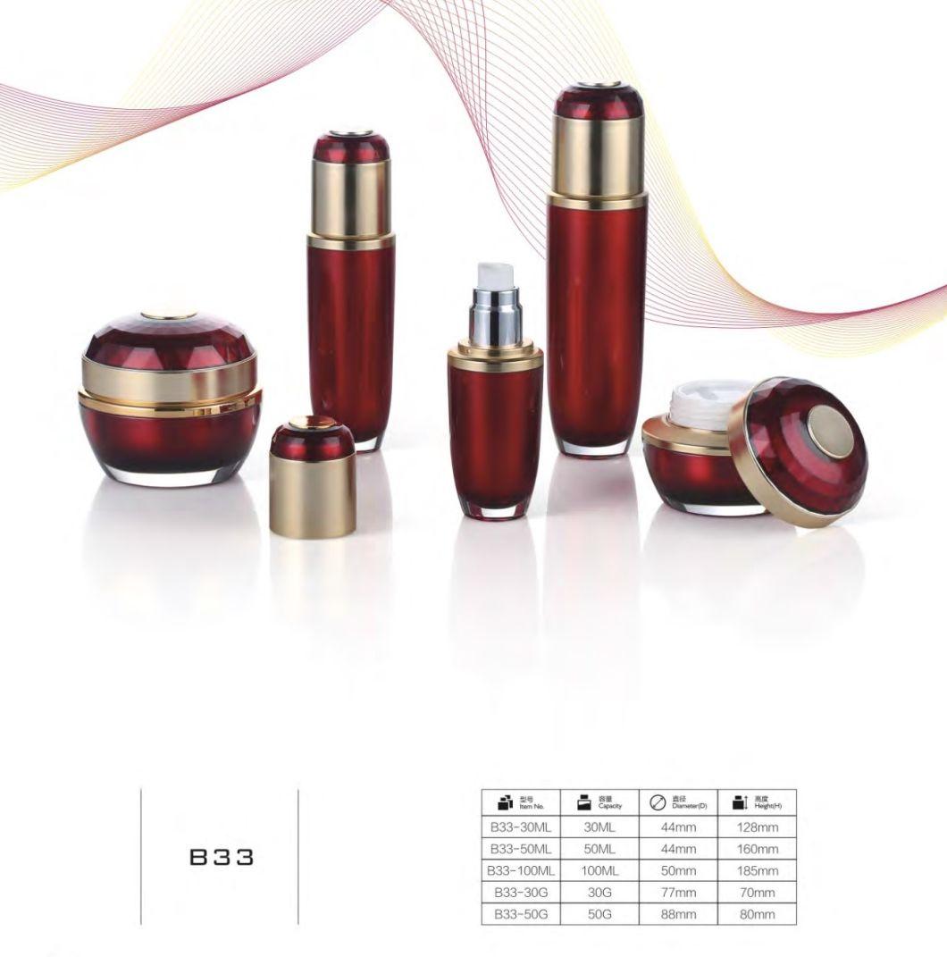 Custom Printed Pink Luxury Cosmetic Packaging Set Glass Cosmetic Bottle and Jar Have Stock