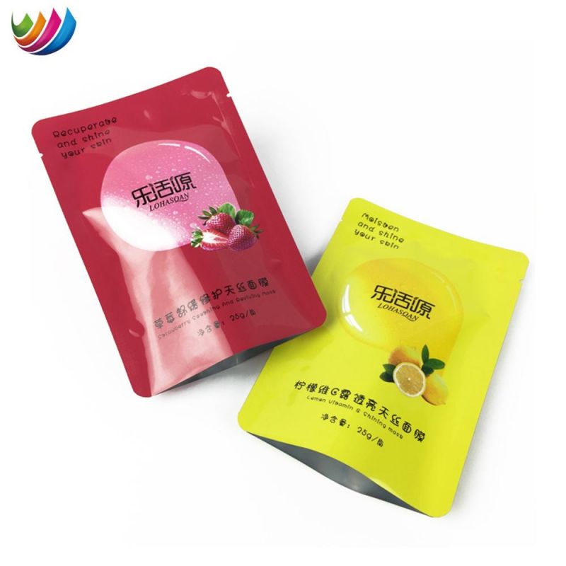 Heat Sealable Holographic 3 Side Seal Aluminum Foil Laminated Pouch Cosmetic Packaging Bag Facial Mask Sheet Packaging