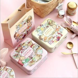 17cm Square Biscuit Box Square Tin Box Gift Box Iron Box with Hand Gift Box