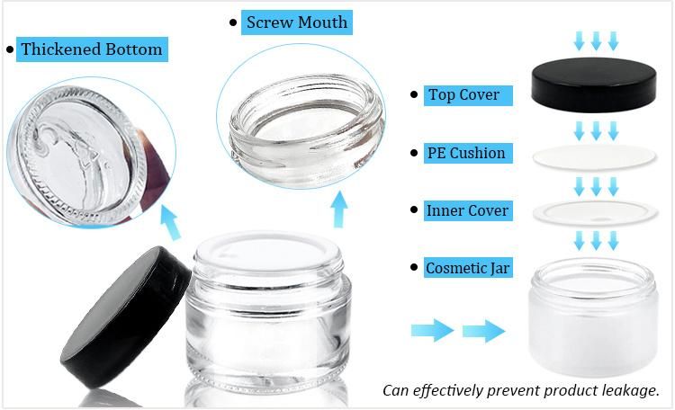 Wholesale 5ml 10ml 15ml 30ml 50ml 100ml Cosmetic Glass Jar 5g 10g 15g 20g 30g 50g 100g Glass Jar Frosted Glass Cosmetic Jars