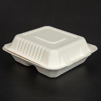 Disposable Sugarcane Biodegradable Bagasse Clamshell Box Food Packaging