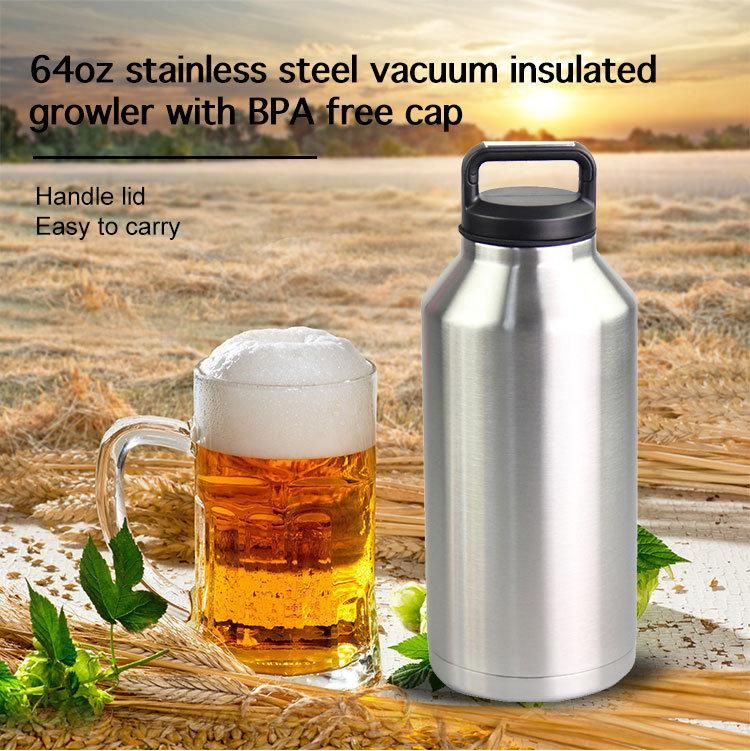 Stainless Steel Outdoor Water Wine 64 Oz Custome Black Growler