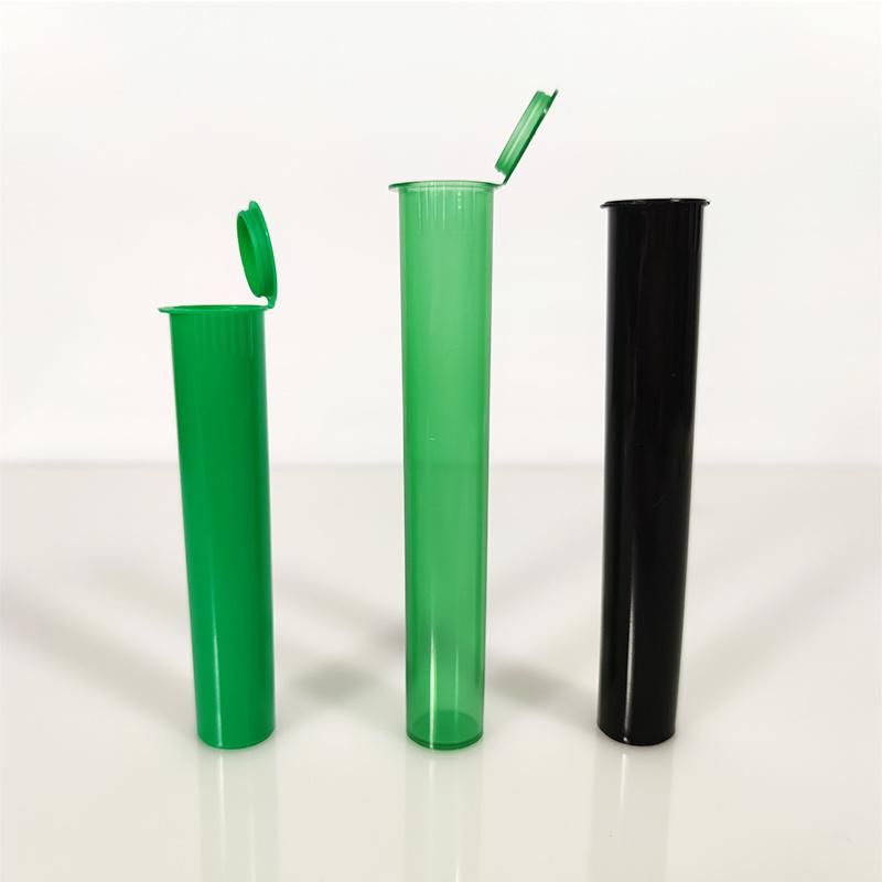 Opaque Gloss Black PP Plastic Doob Cigar Tubes Pre Roll Containers with Squeeze Child Resistant Lids