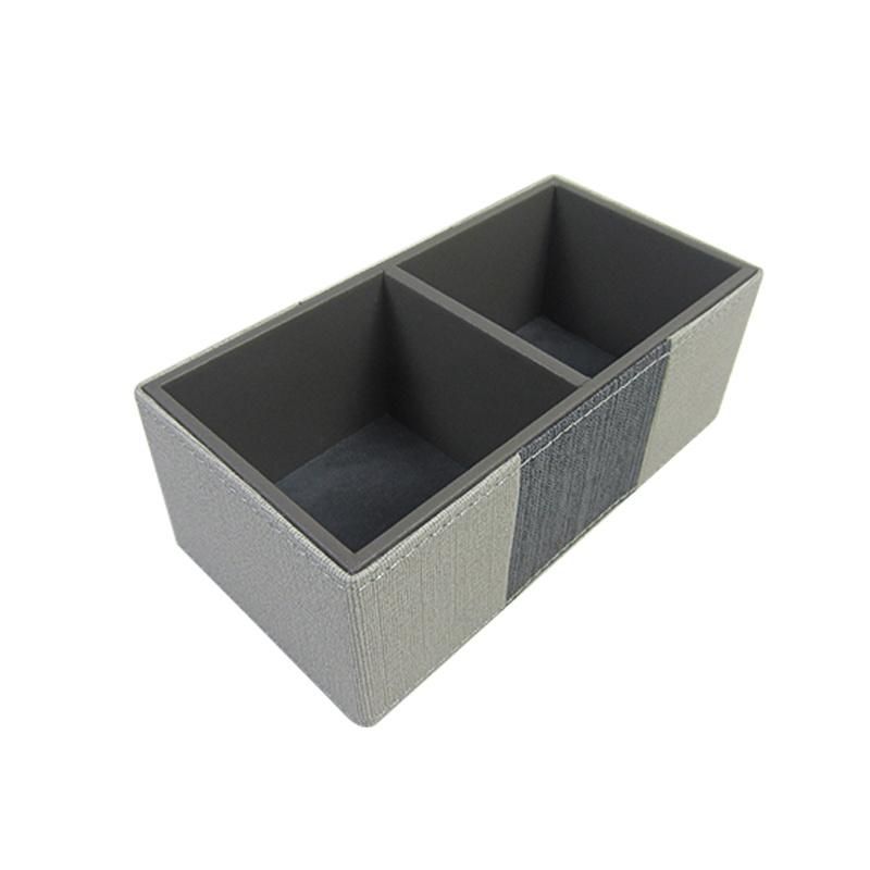 Grey Leatherette Tea Storage Box and Coffee Box with Lid