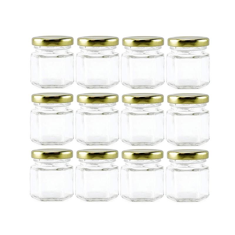 45ml 1.5oz Mini Hexagon Glass Honey Jar with Lid