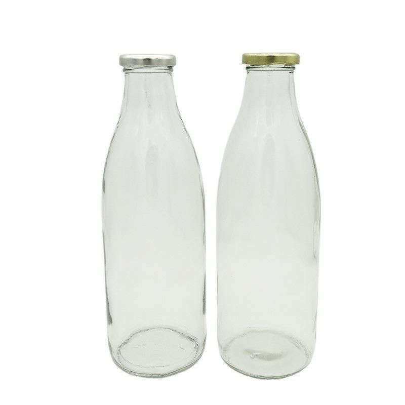 200ml 250ml 500ml 1 Liter Round Empty Fresh Milk or Yogurt Glass Bottle with Metal Caps