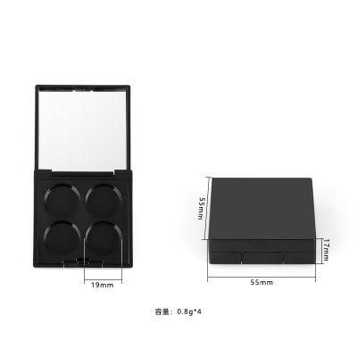 4 Round Hole Black Square Plastic Empty Eyeshadow Case