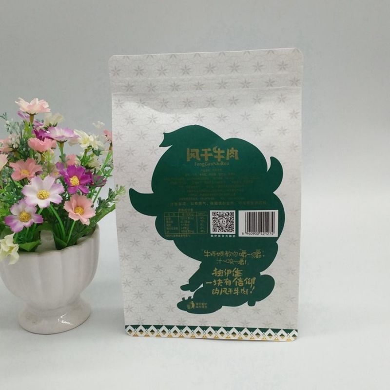 Stand up Kraft Paper Bag with Window Flat Bottom Food Packaging Bag