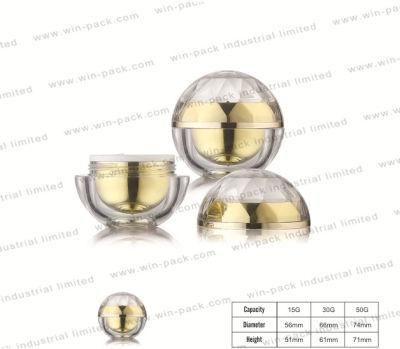 15g 30g 50g Luxury Unique Spherical Shape Acrylic Crystal Cream Jar Cream Jar