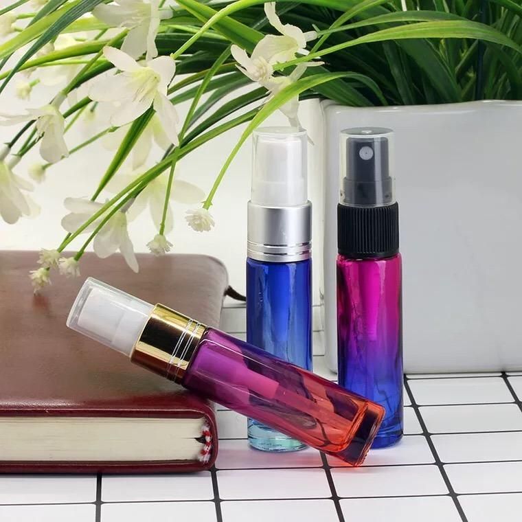 Portable 10ml Refillable Gradient Color Bottle Plastic Pressed Pump Spray Bottle Liquid Container Mini Travel Refillable Bottles