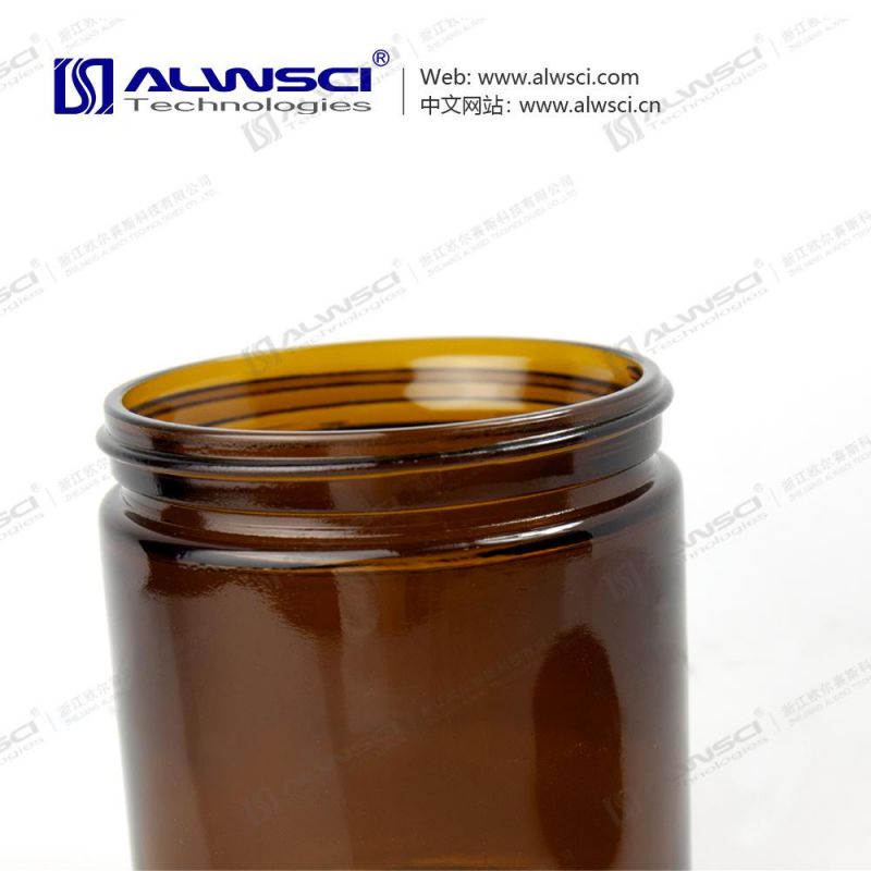 Alwsci 500ml Wide Mouth Amber Glass Soil Sampling Bottle with PP Cap and Septa