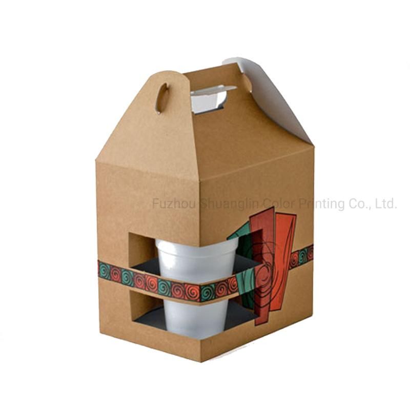 Recycle Gable Shape Brown Kraft Paper Take-out Box