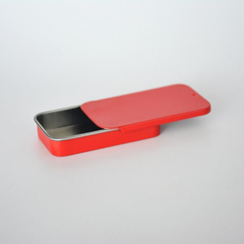 Red Cosmetic Packaging Mini Sliding Lid Tin Box Metal Mint Box Sliding Metal Box