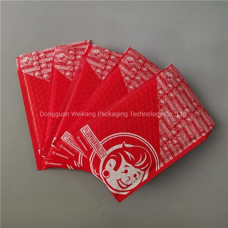 Customized Printing Red Poly Bubble Mailers Padded Envelopes Plastic Package Bag