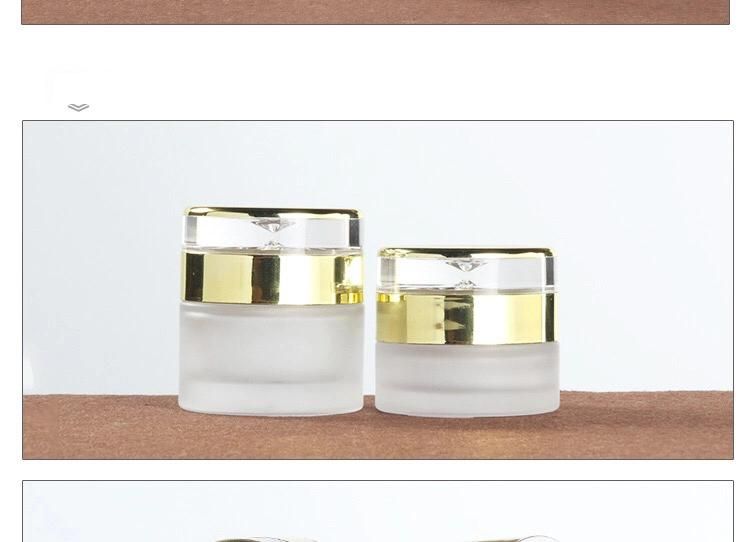 Frosted Glass Cosmetic Set with High Golden Caps